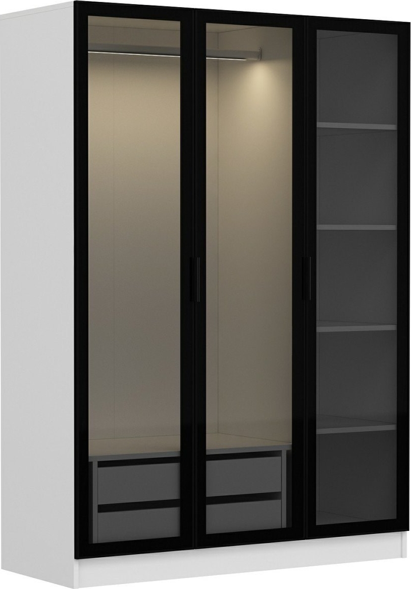 Cavolo Kleiderschrank 135 cm - Wei�/Schwarz