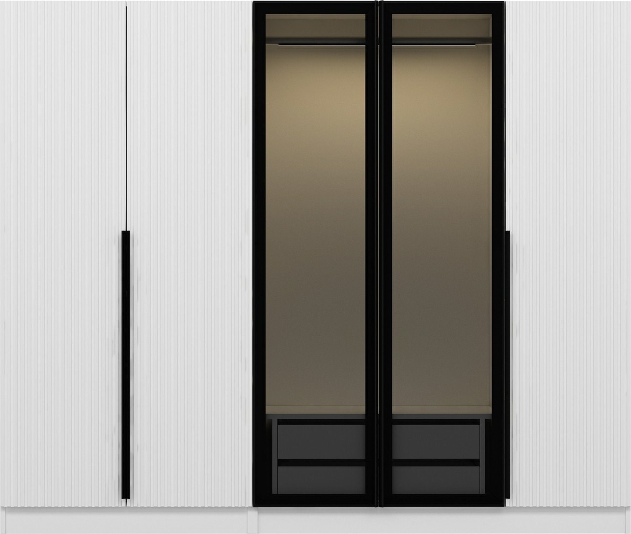 Cikani Kleiderschrank mit Glast�r, 225x52x210 cm, Variante A - Wei�