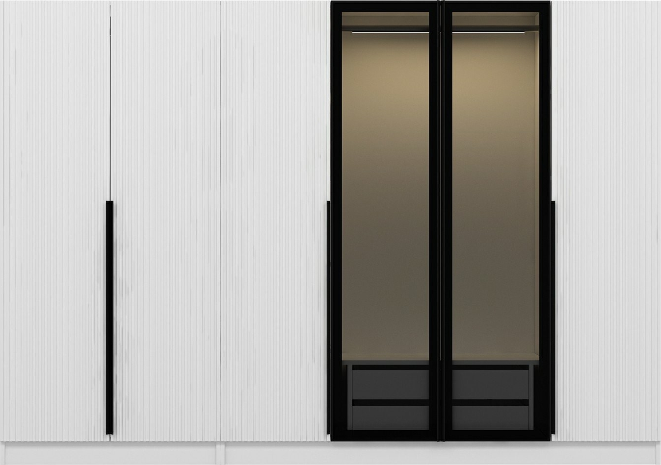 Cikani Kleiderschrank mit Spiegelt�r 225x52x210 cm - Wei�