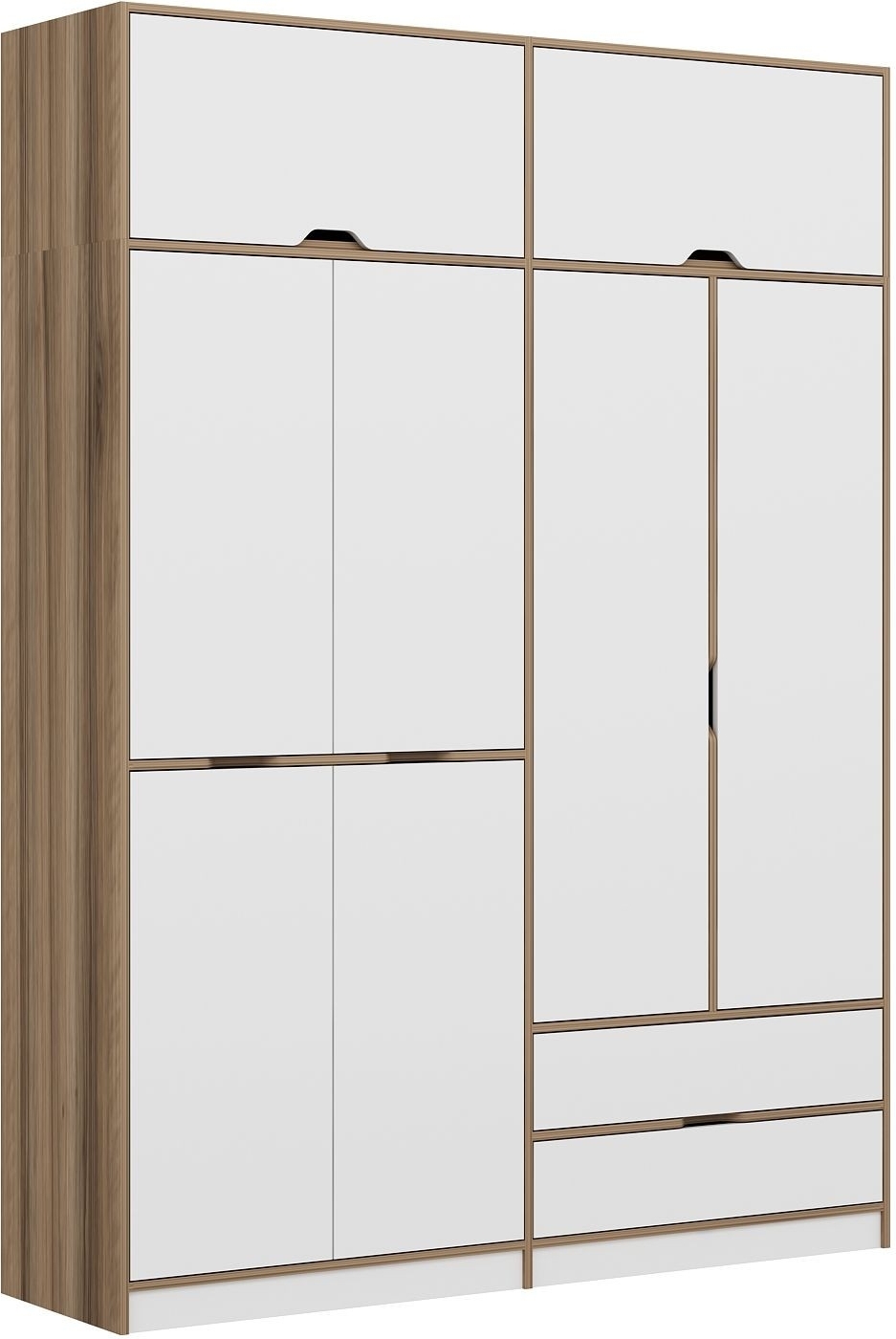 Elina Kleiderschrank 185 x 52 x 253 cm - Wei�/Braun