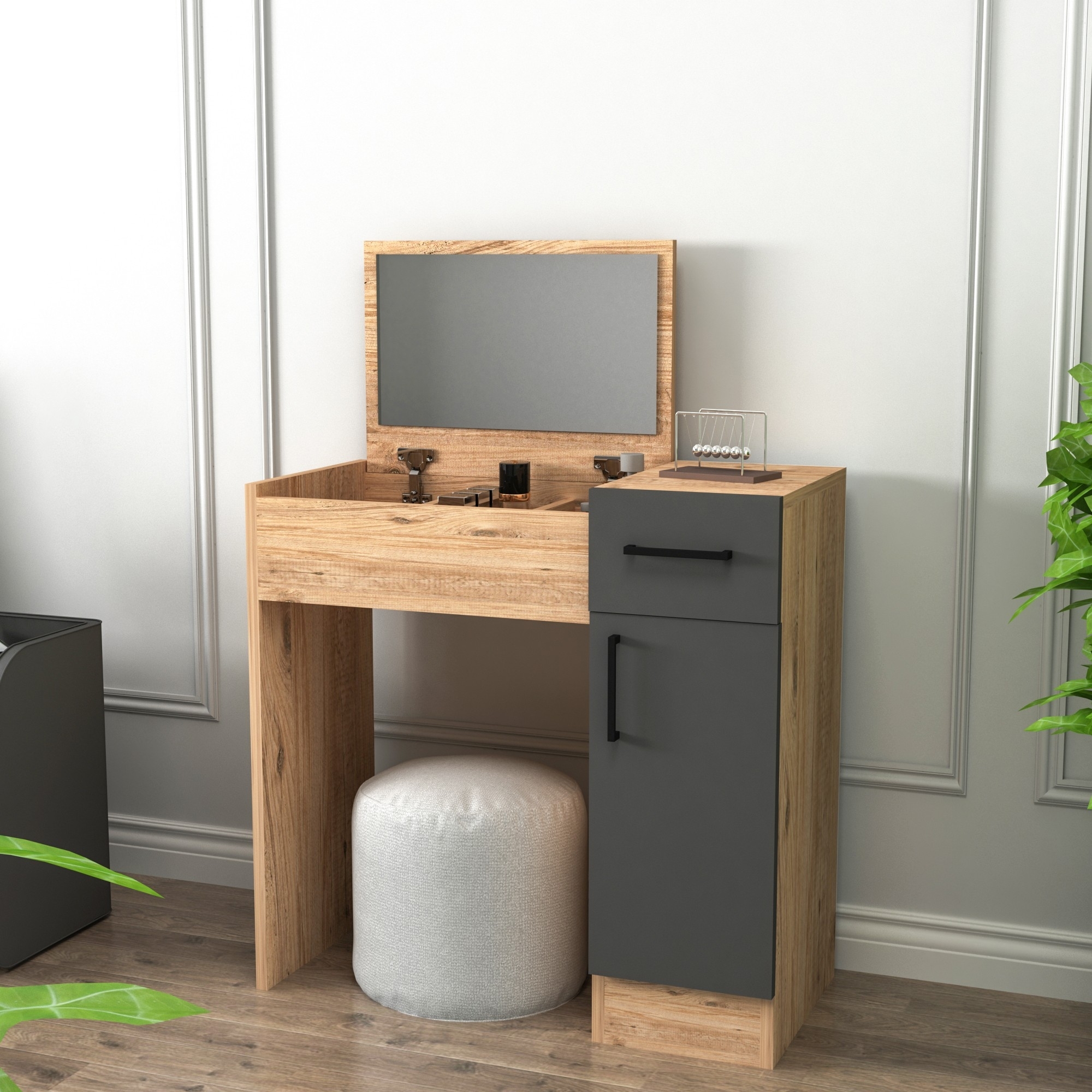 Inci Schminktisch 77 x 37,3 cm - Kiefer/Anthrazit Inci Schminktisch 77 x 37,3 cm - Kiefer/Anthrazit