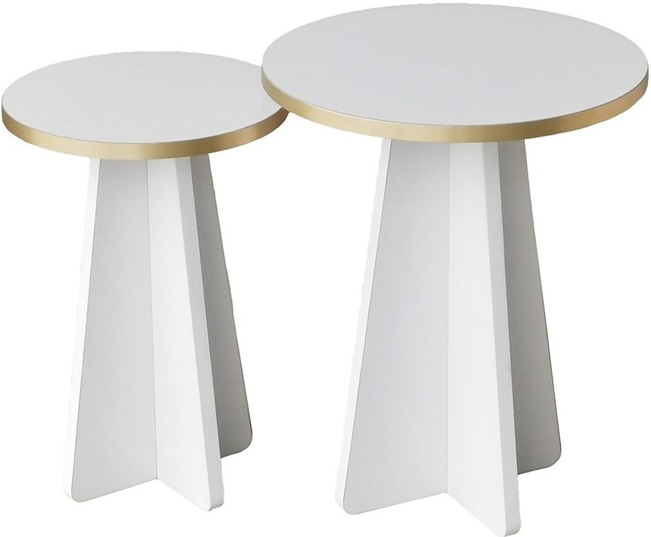 Pilz-Beistelltisch-Set Ø30/40 cm - Gold/Weiß Pilz-Beistelltisch-Set Ø30/40 cm - Gold/Weiß