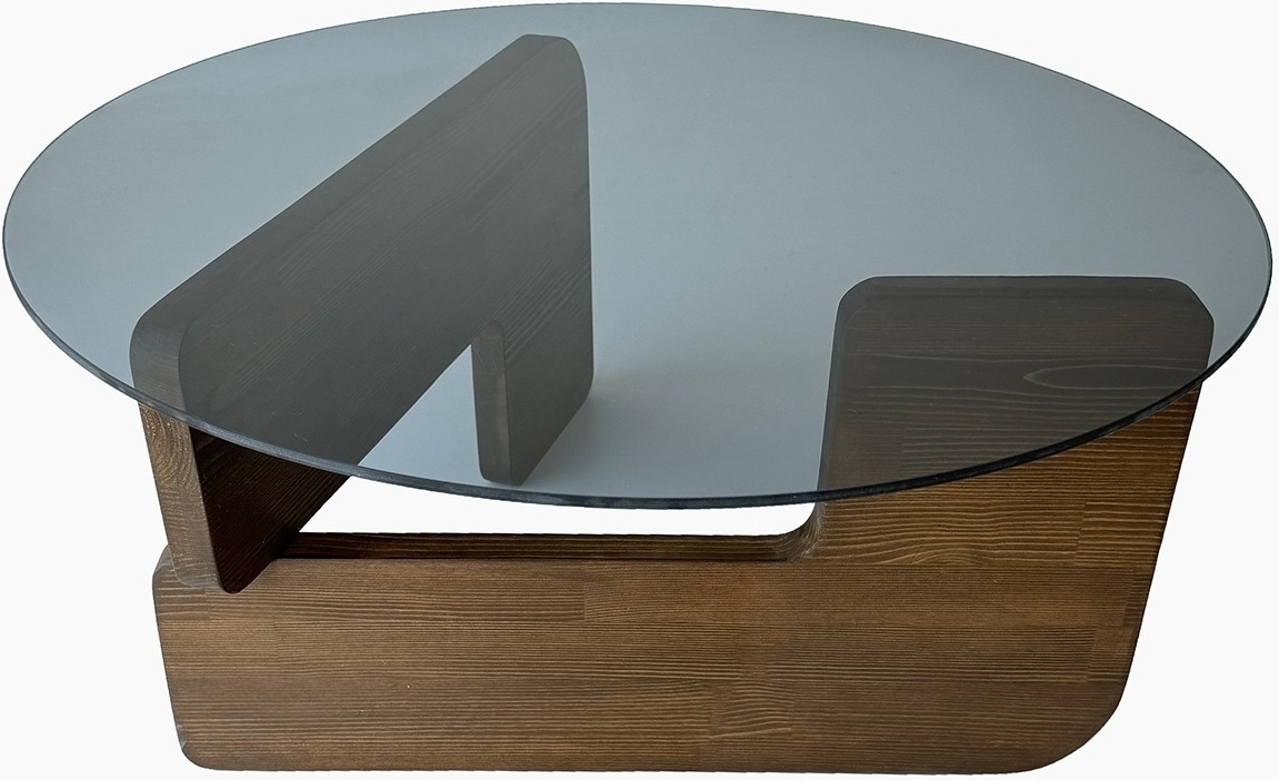 Mia Couchtisch �75 - Walnuss/Rauchglas