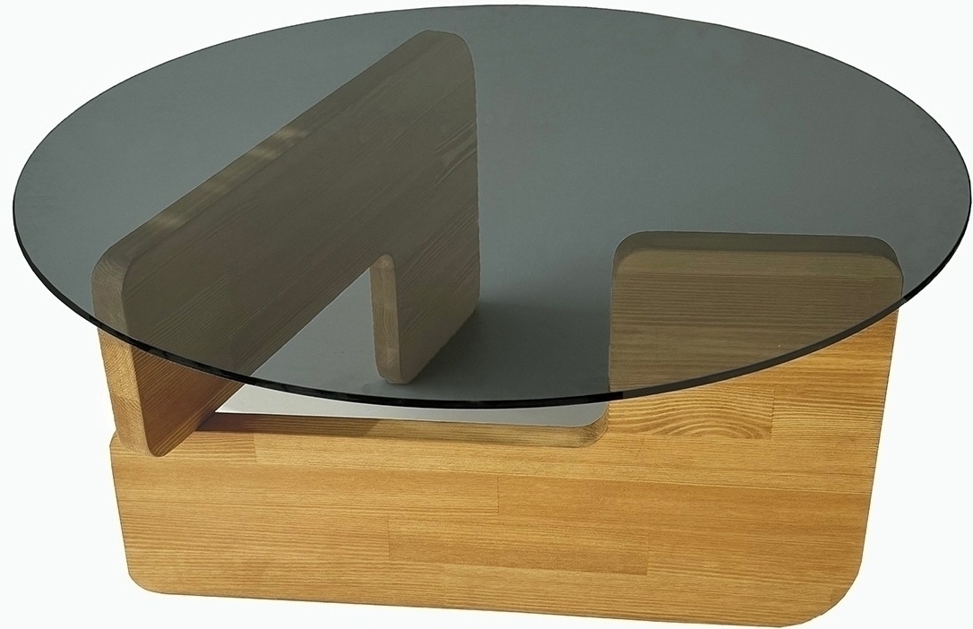 Mia Couchtisch �75 cm - Eiche/rauchfarbenes Glas