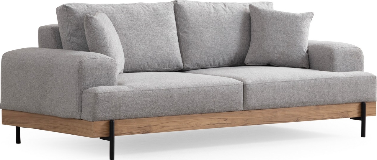 Eti 3-Sitzer-Sofa - Grau/Eiche