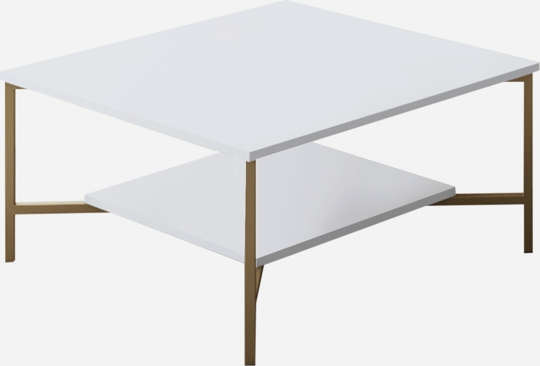 Erki Couchtisch 80 x 80 cm - Wei�/Gold