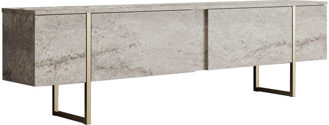 Lux TV-St�nder 180 cm - Travertin/Gold