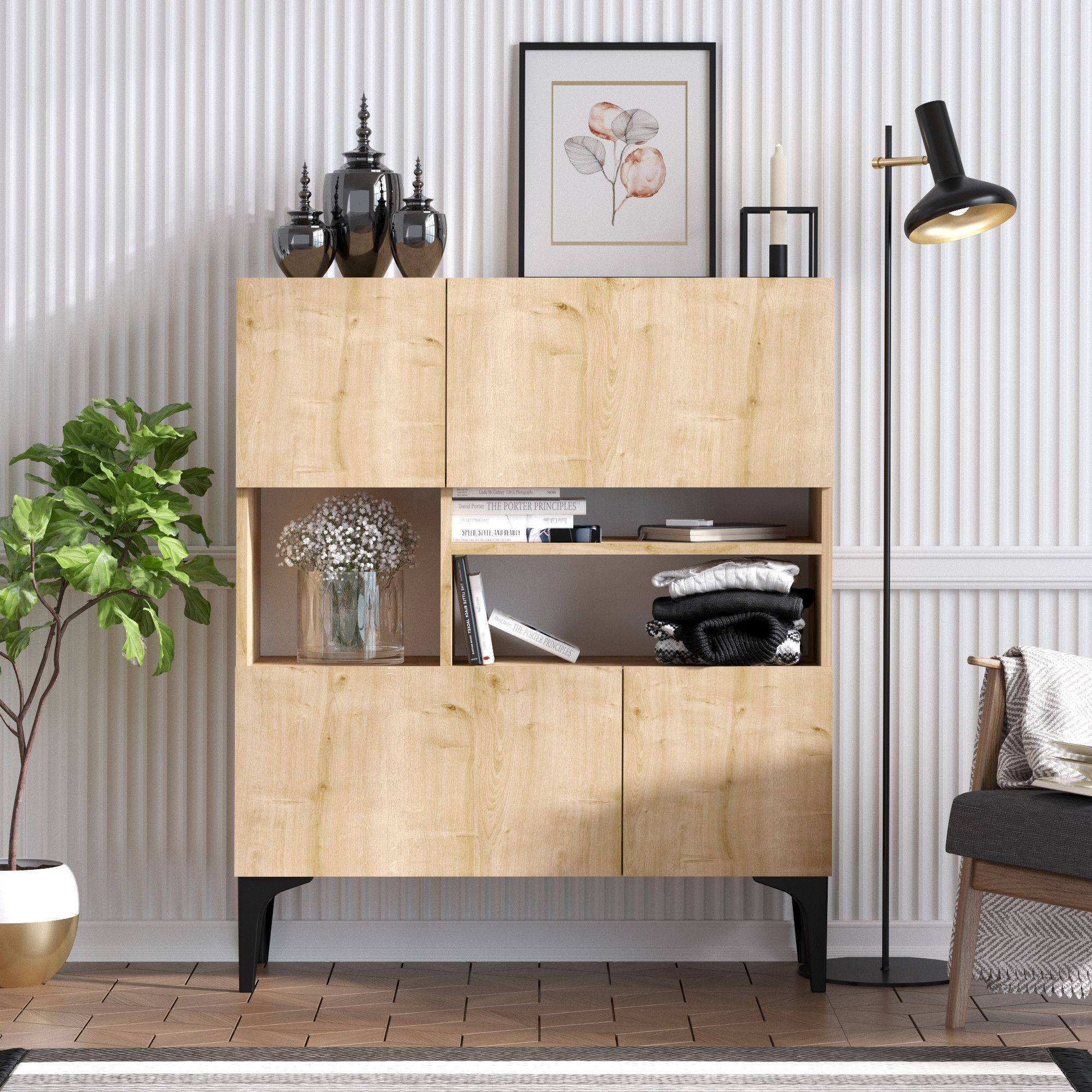 Krista Sideboard - Saphir/Eiche