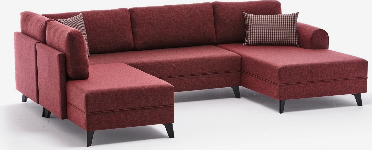Belen U-Bettsofa - Burgund