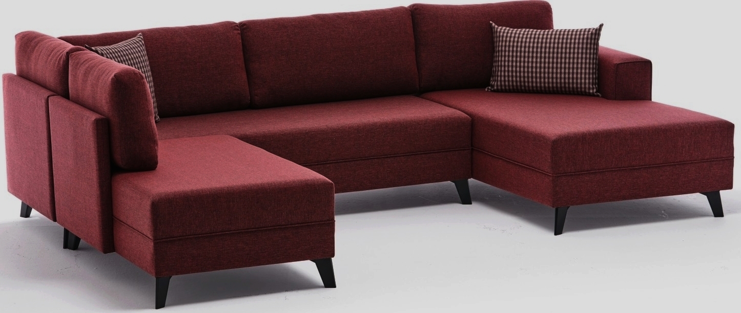Efsun U-Bettsofa - Burgund