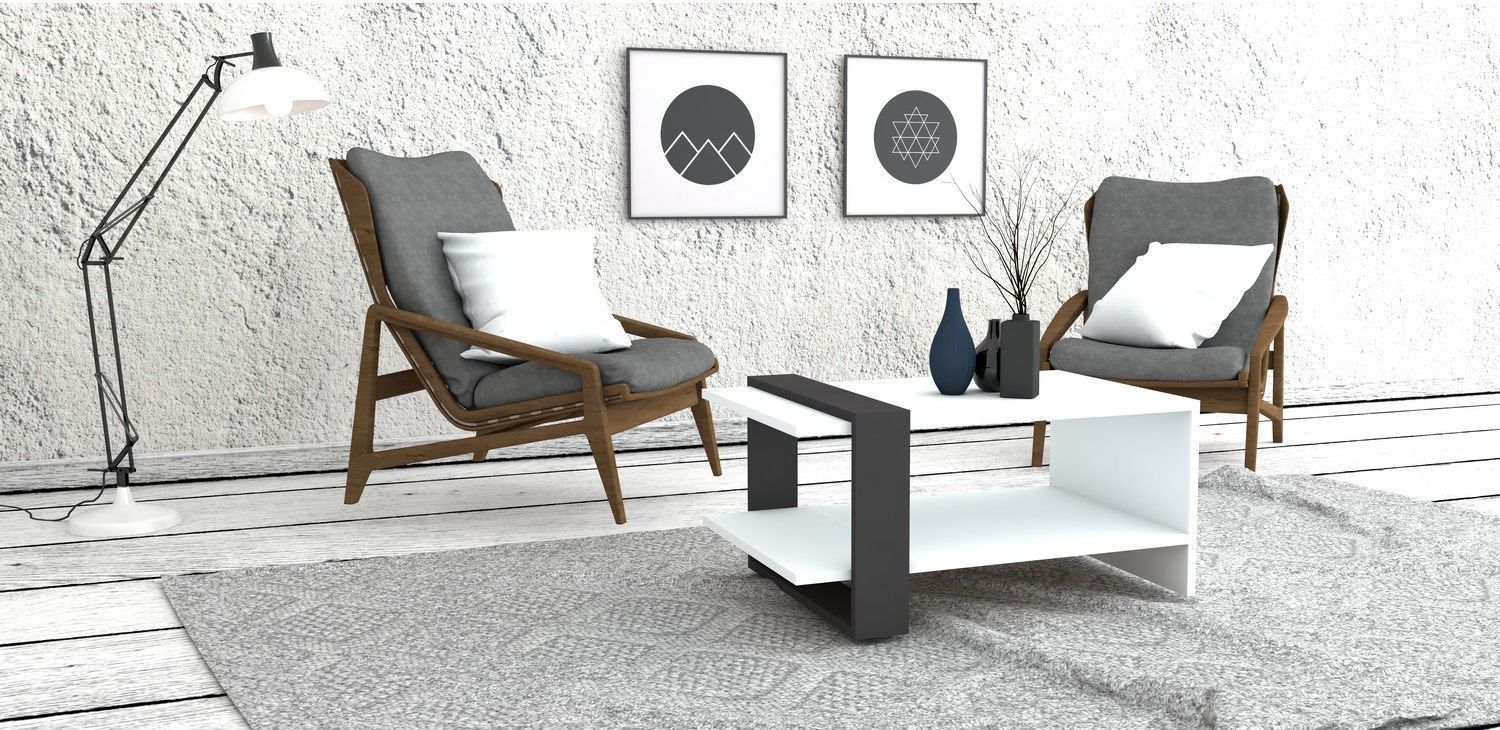 Funda Couchtisch 80 x 55 cm - Anthrazit/Wei�