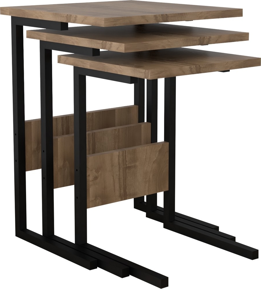 Sali Tisch 32/36/40 x 32/36/40 cm - Schwarz/Walnuss Sali Tisch 32/36/40 x 32/36/40 cm - Schwarz/Walnuss