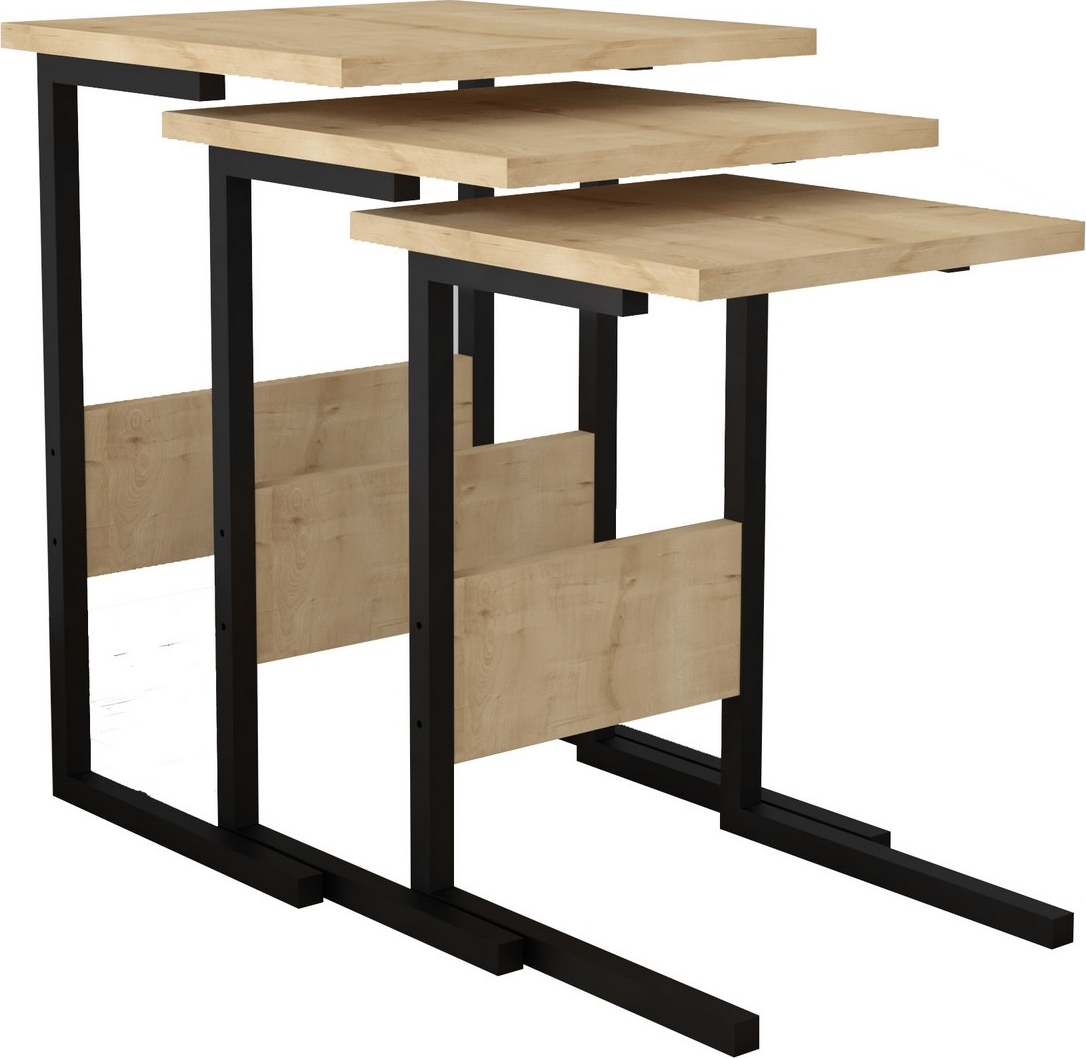 Sali Couchtisch 32/36/40 x 32/36/40 cm - Schwarz/Saphireiche Sali Couchtisch 32/36/40 x 32/36/40 cm - Schwarz/Saphireiche