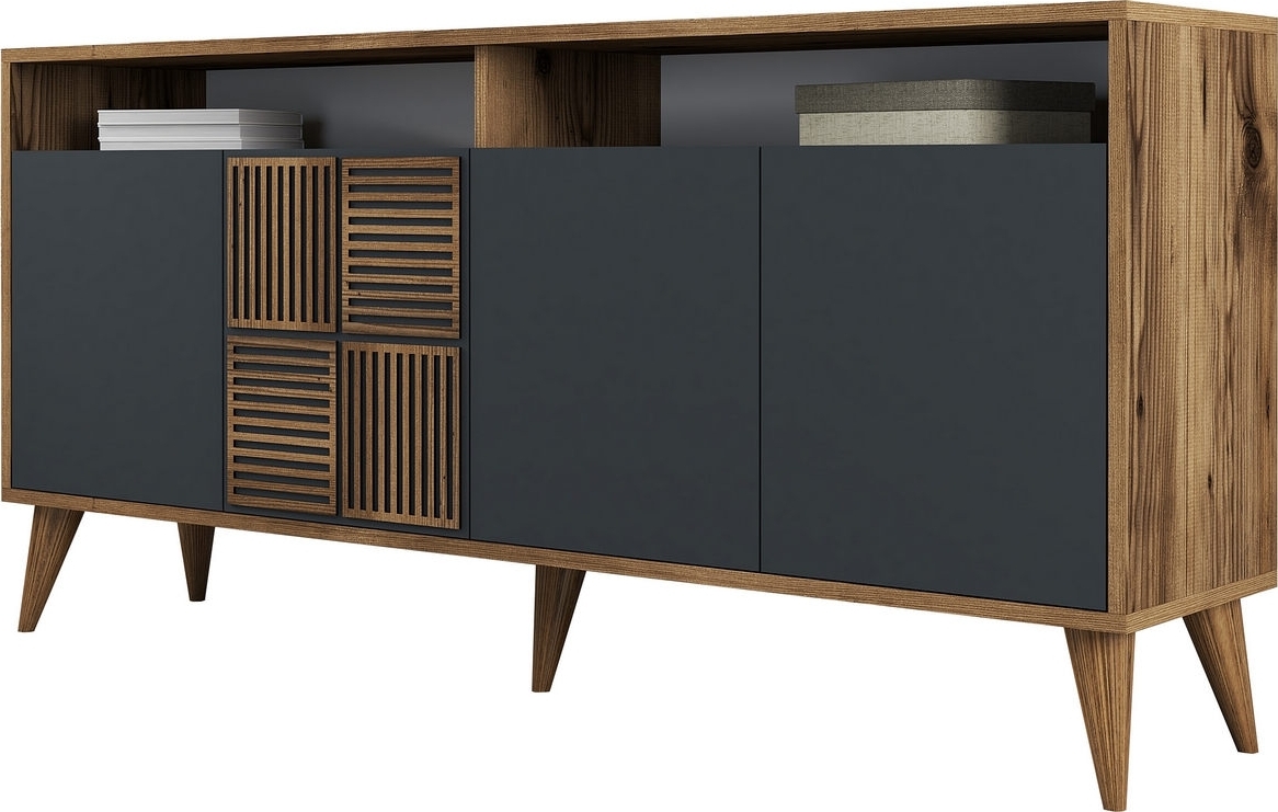 Milan Sideboard 160 cm - Nussbaum/anthrazit Milan Sideboard 160 cm - Nussbaum/anthrazit