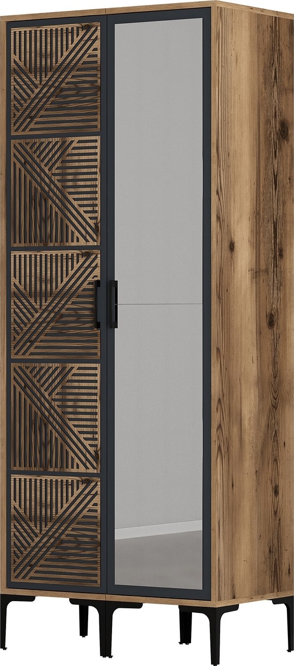 Kumsal Kleiderschrank 1 Walnuss/Anthrazit