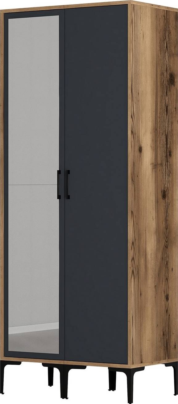 Kumsal Kleiderschrank 3 Walnuss/Anthrazit