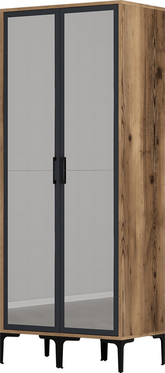Kumsal Kleiderschrank 4 Walnuss/Anthrazit