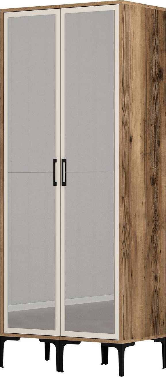 Kumsal Kleiderschrank 4 Walnuss/Creme