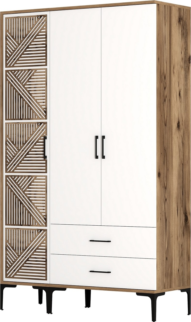 Kumsal Kleiderschrank 7 Walnuss/Wei�