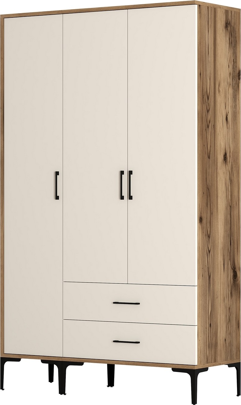 Kleiderschrank Kumsal in Walnuss/Creme - 120 cm