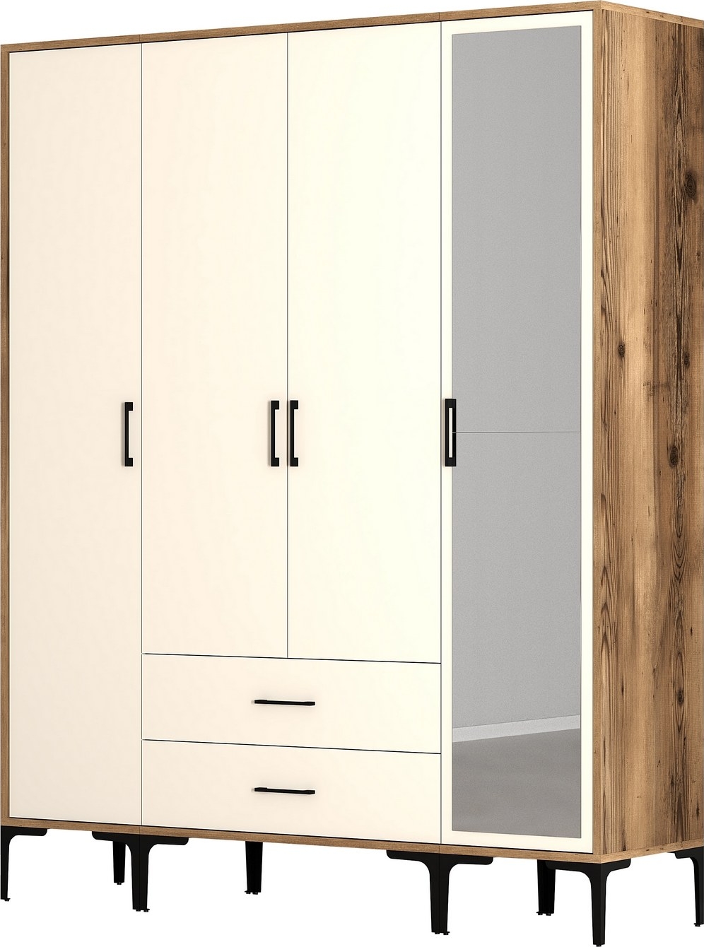 Kumsal Kleiderschrank 16 Walnuss/Creme