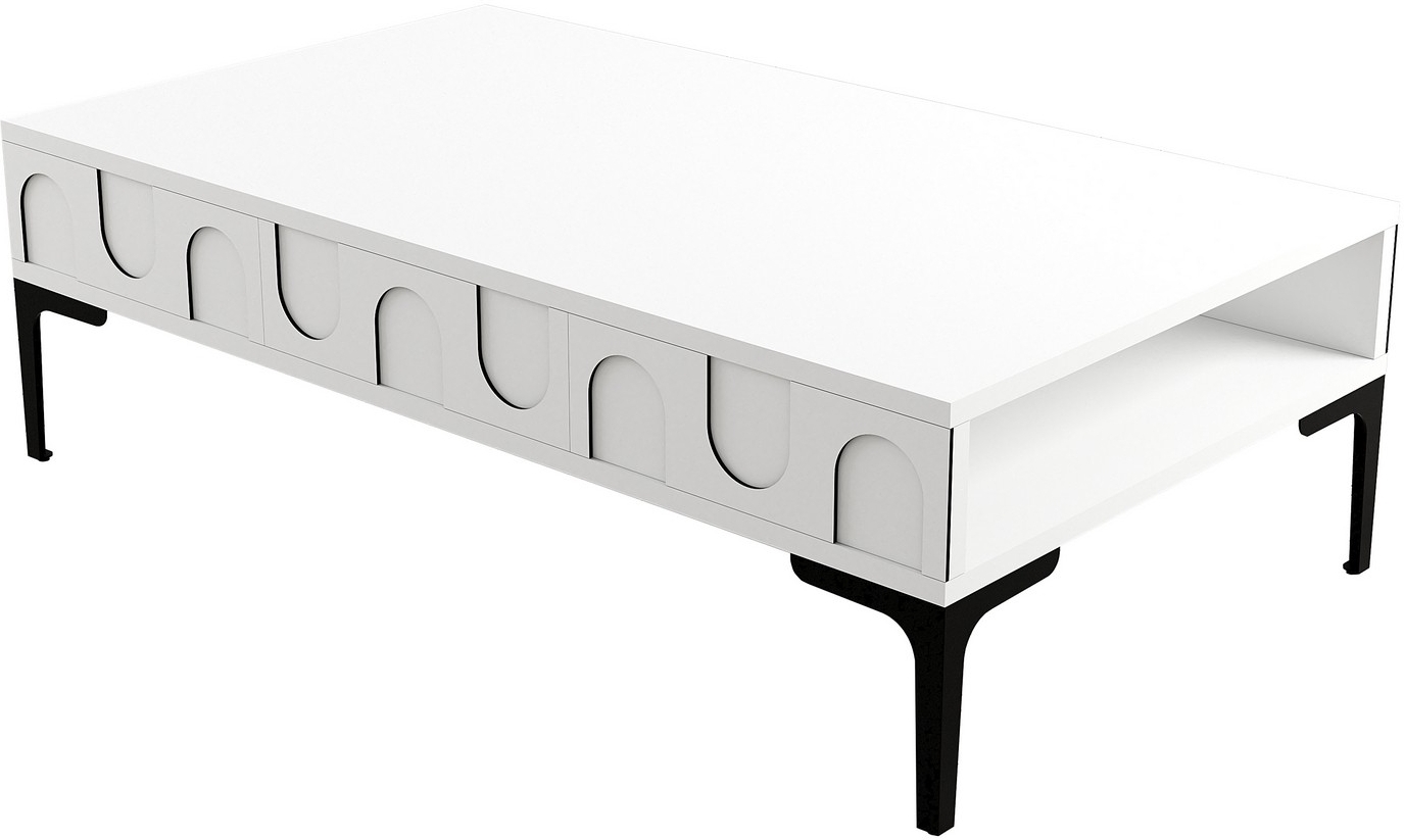 Lyon Couchtisch 105 x 60 cm - Wei�/Schwarz