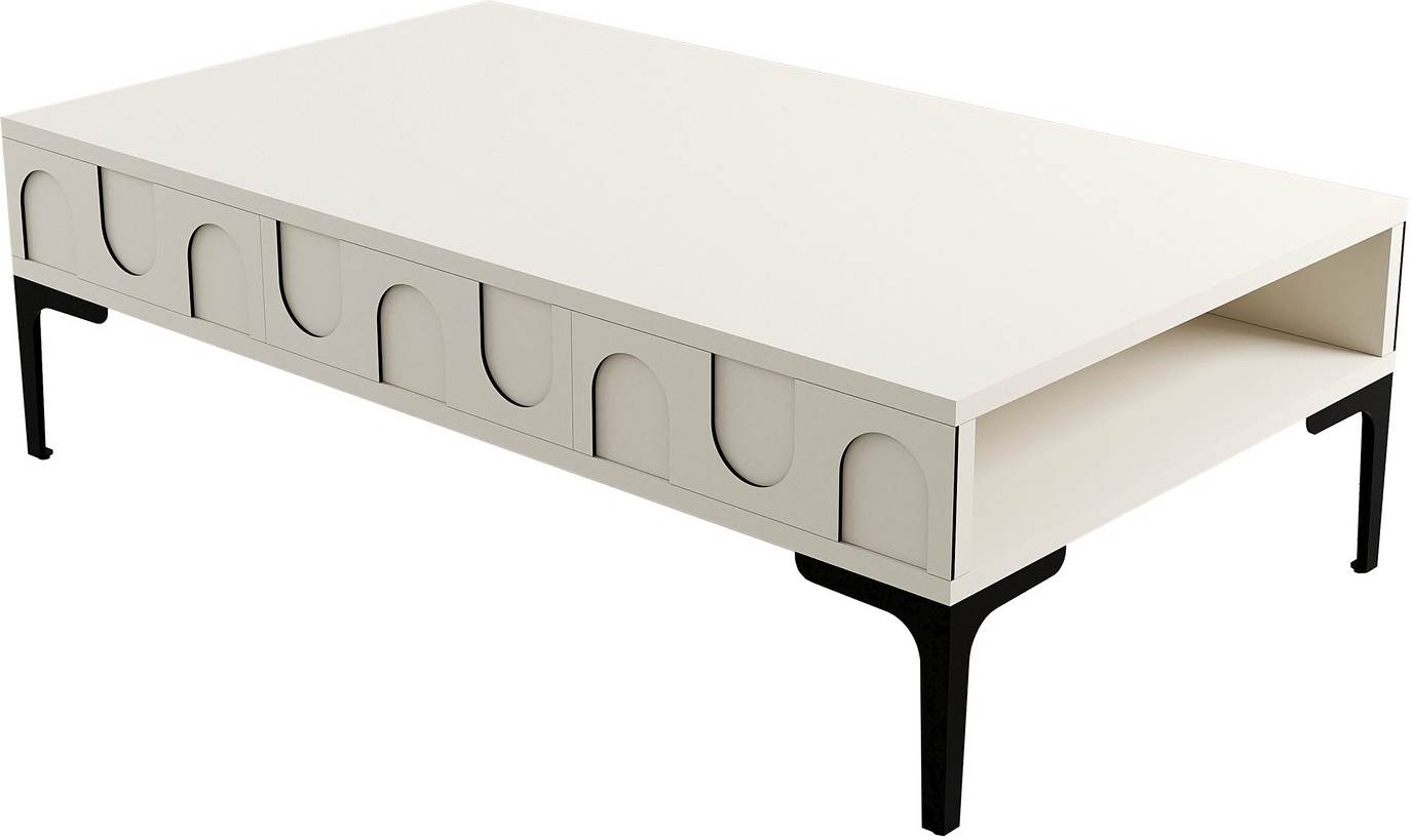 Lyon Couchtisch 105 x 60 cm - Creme/Schwarz