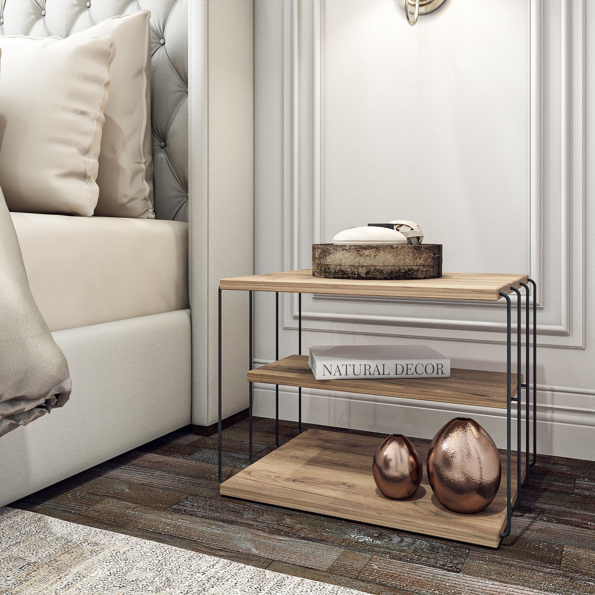 Lifon Beistelltisch 50 x 34 cm - Kiefer/schwarz