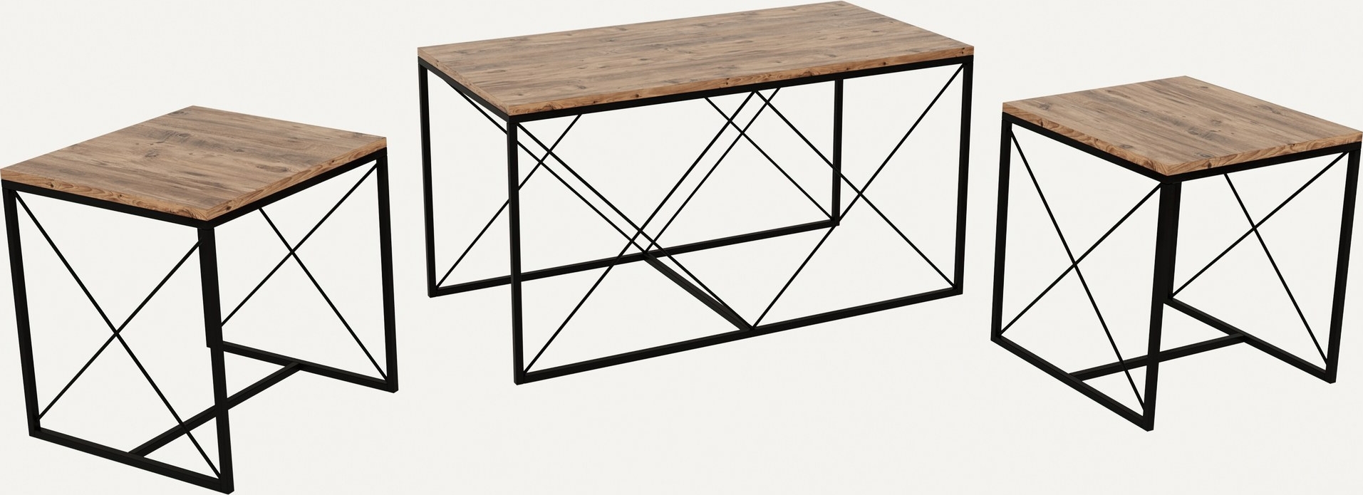 Ravina Couchtisch 45/100 x 45/50 cm - Kiefer/Schwarz