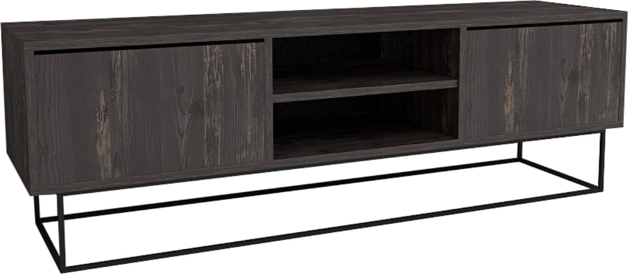 Control Medienbank 140 cm - Dunkelbraun/Schwarz