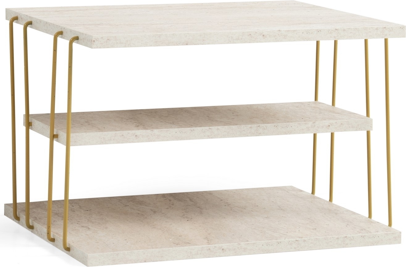 Lifon Beistelltisch - Gold/Marmor