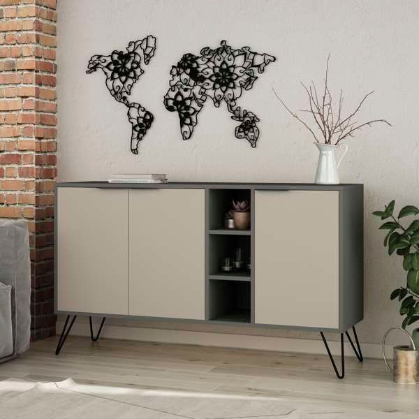 Clara Sideboard - Anthrazit/helles Wildleder