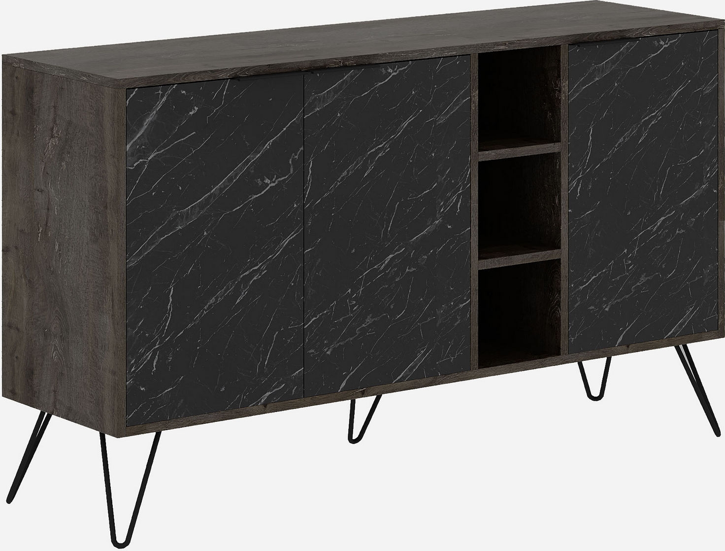 Clara Sideboard - Dunkelbrauner/schwarzer Marmor