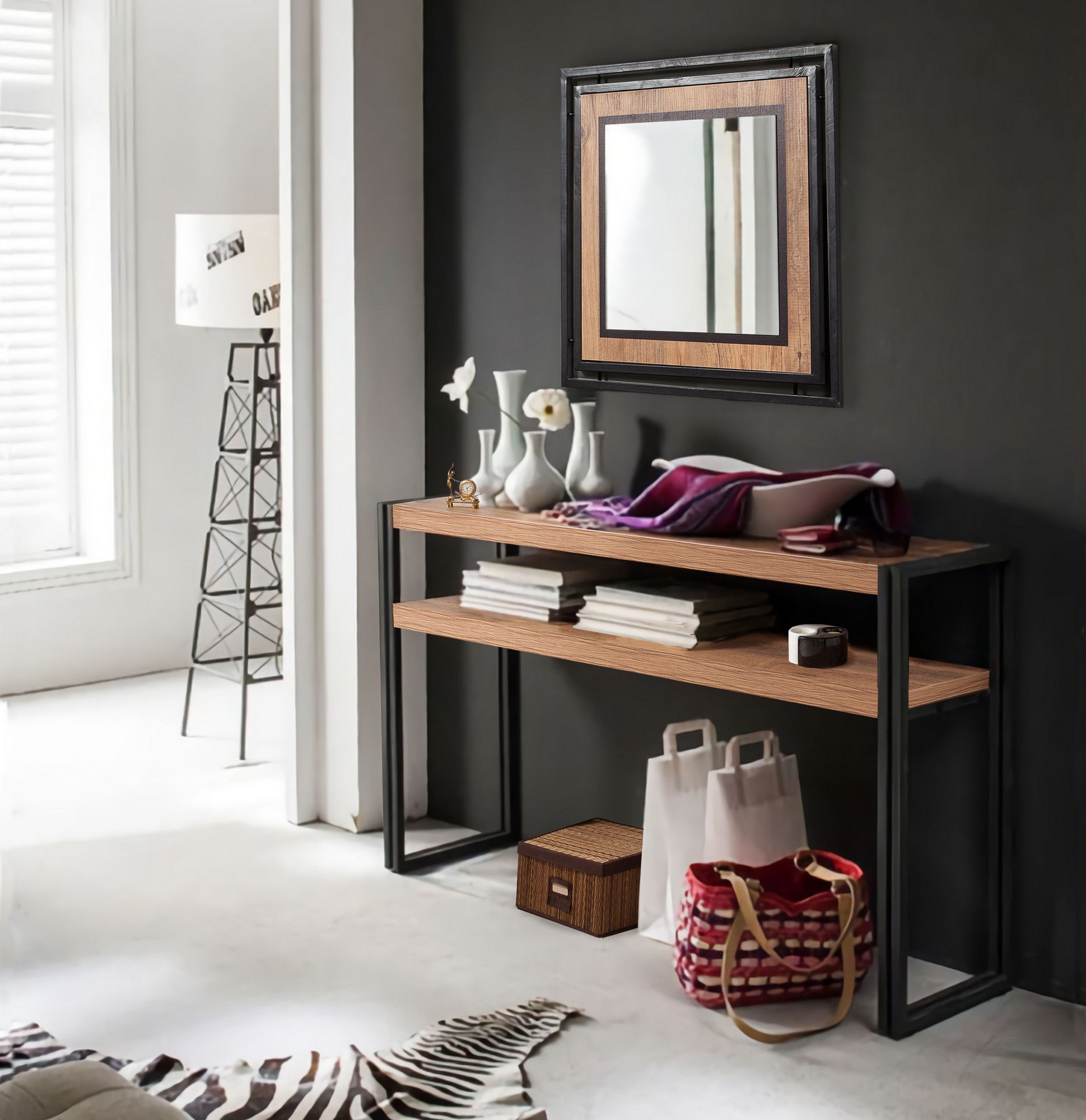 Cosmo Beistelltisch 140 x 35 cm - Kiefer/schwarz