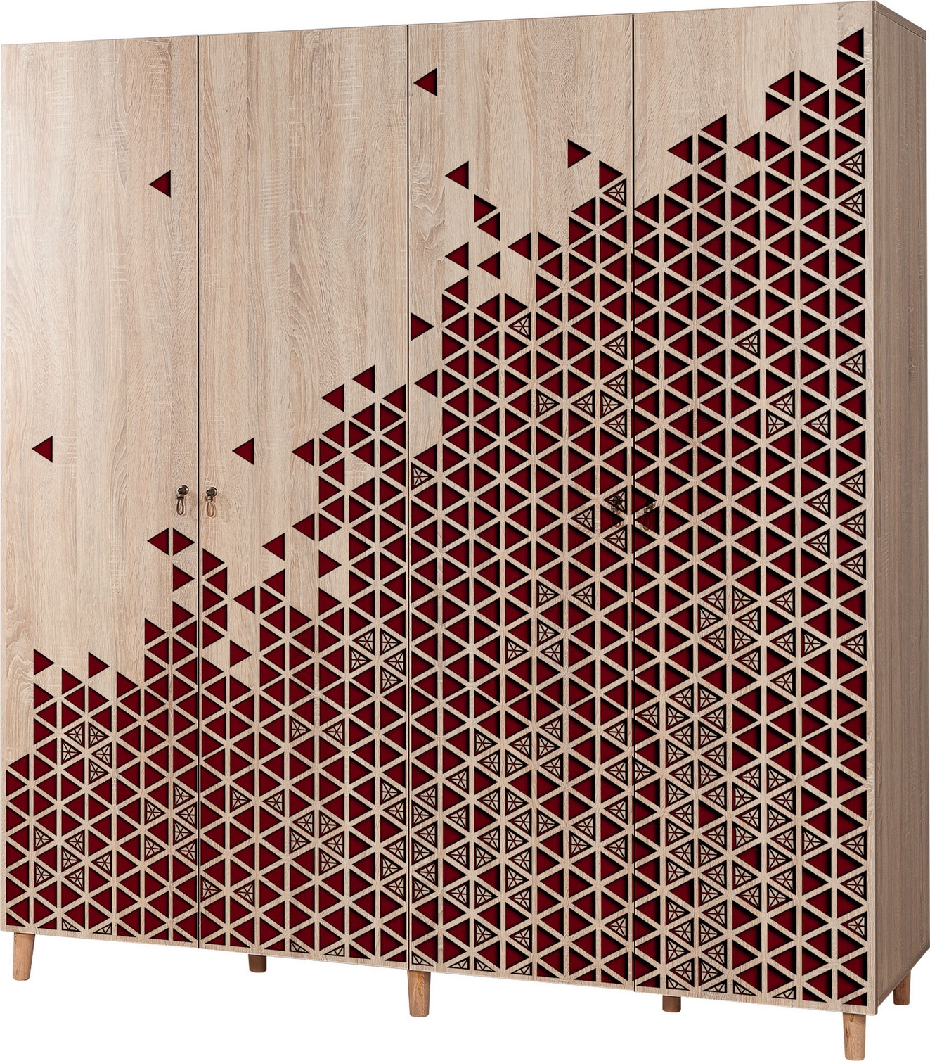 Imaj Kleiderschrank - Sonoma-Eiche/Rot