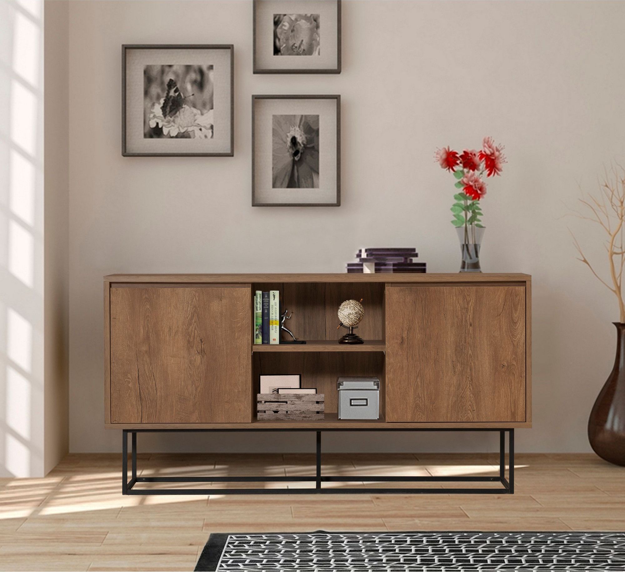 Zela Sideboard - Nussbaum/schwarz