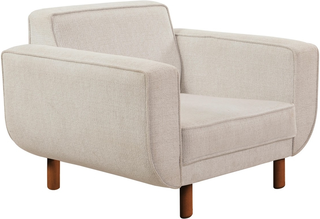 Berjer-Sessel - Creme/Walnuss