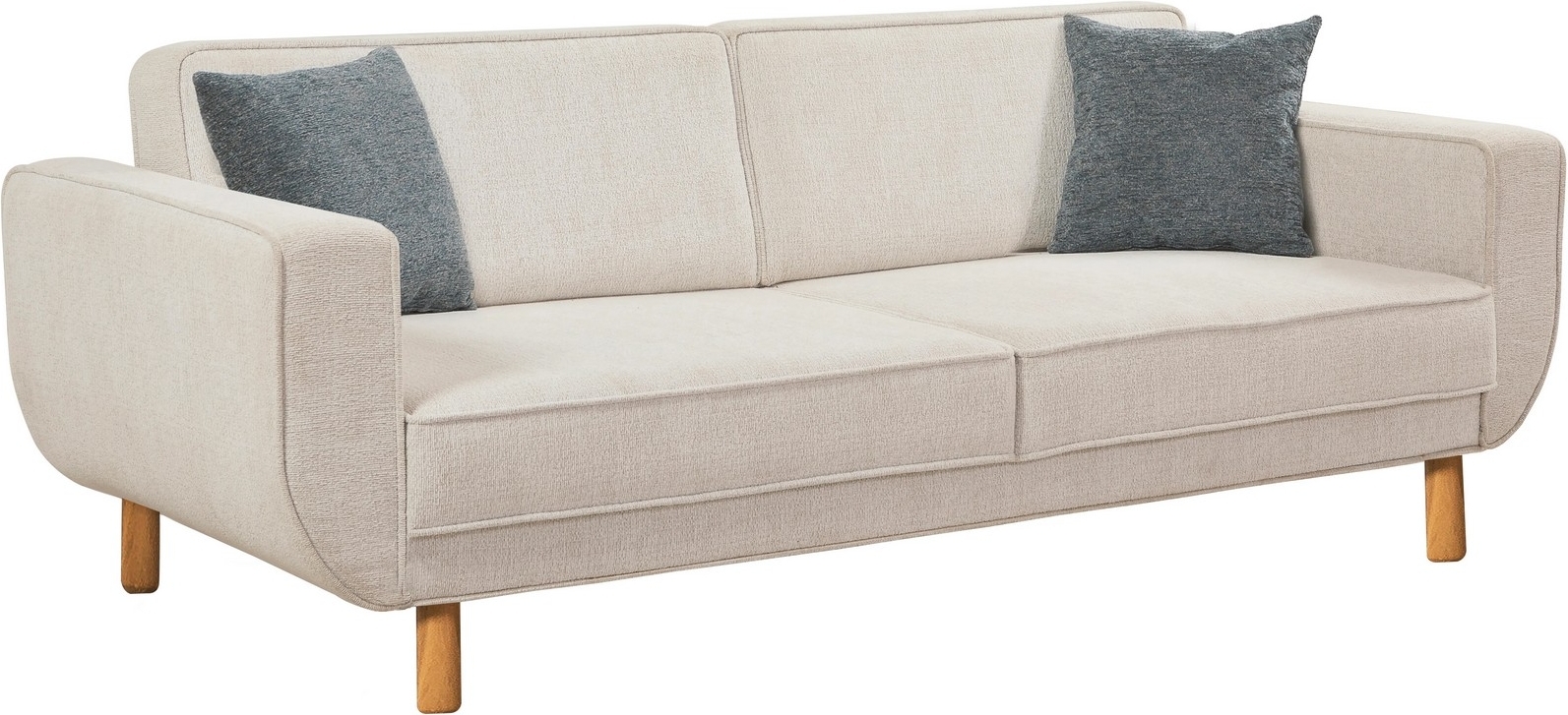 Berjer 3-Sitzer-Schlafsofa - Creme/Eiche