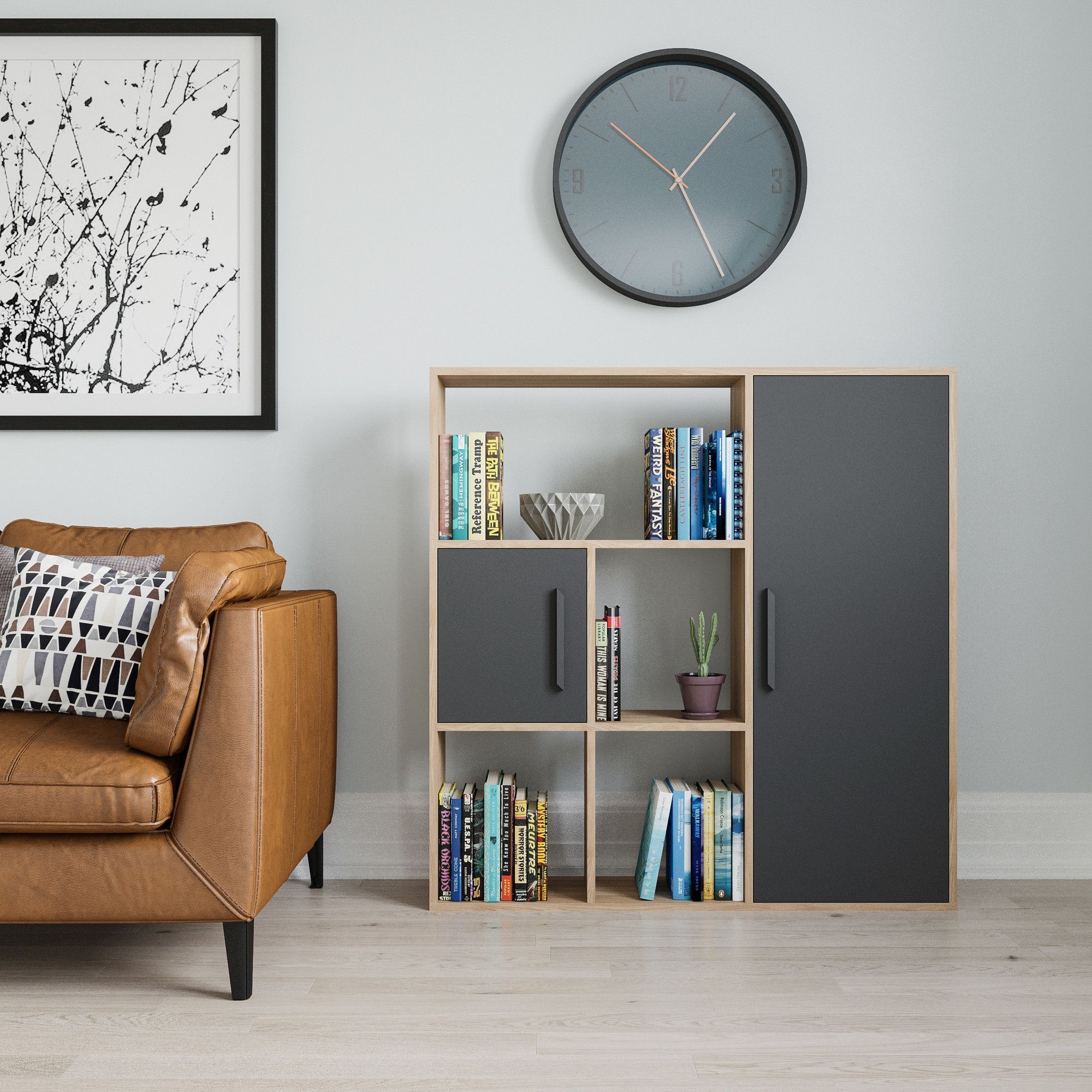 Ridge B�cherregal - Eiche/anthrazit