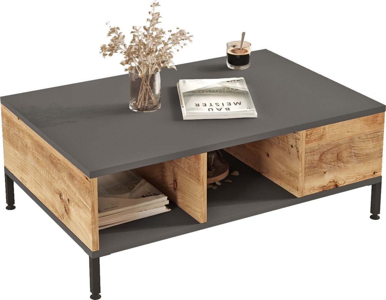 Rialto Couchtisch 90 x 60 cm - Kiefer/Anthrazit