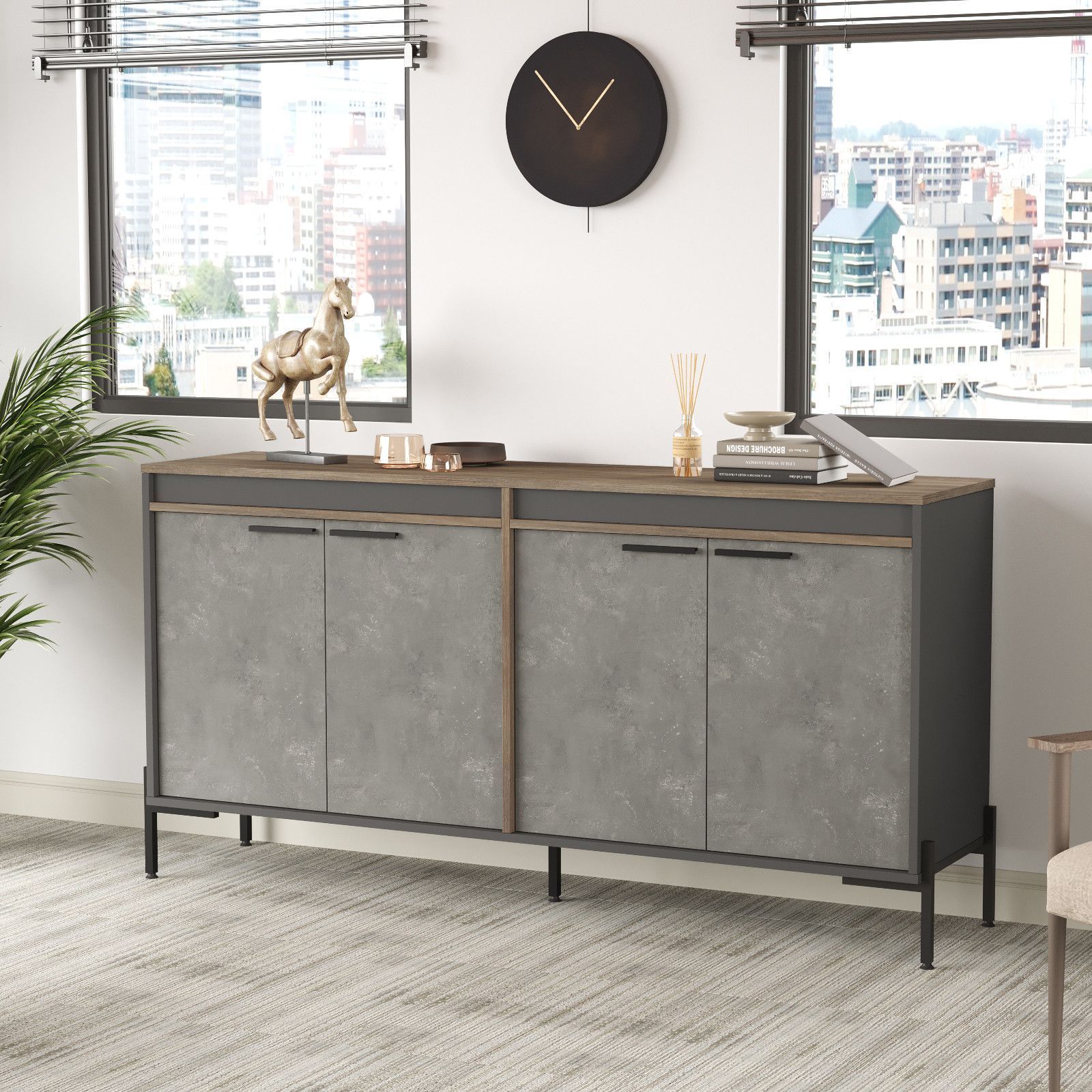 Vista Sideboard - Braun/Beton/Anthrazit