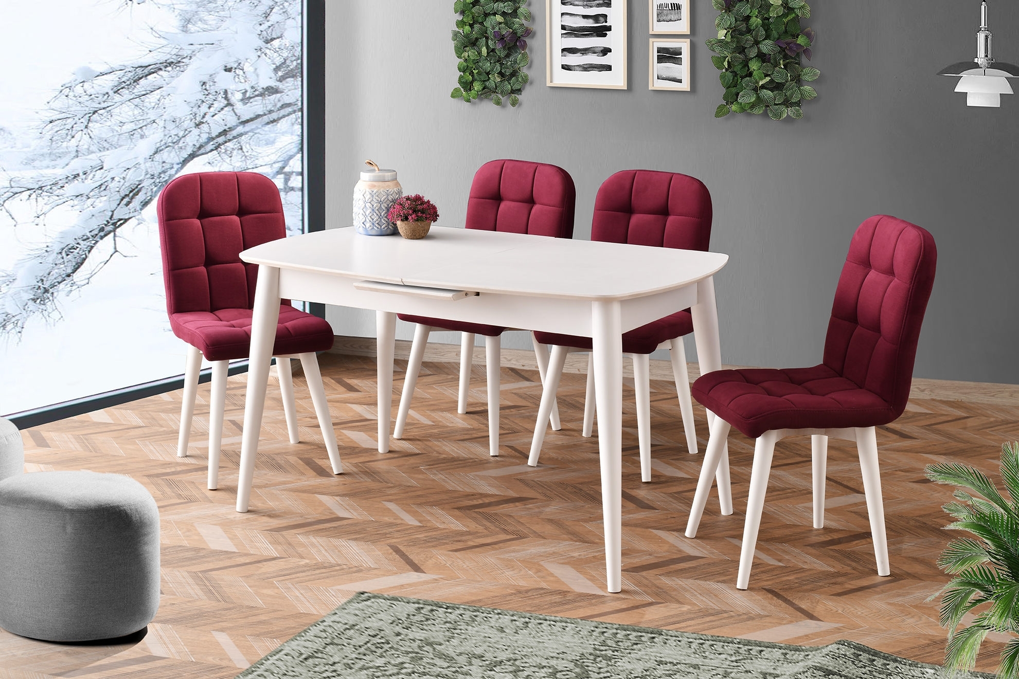 Retro-Esstisch 130-160 cm - Wei�