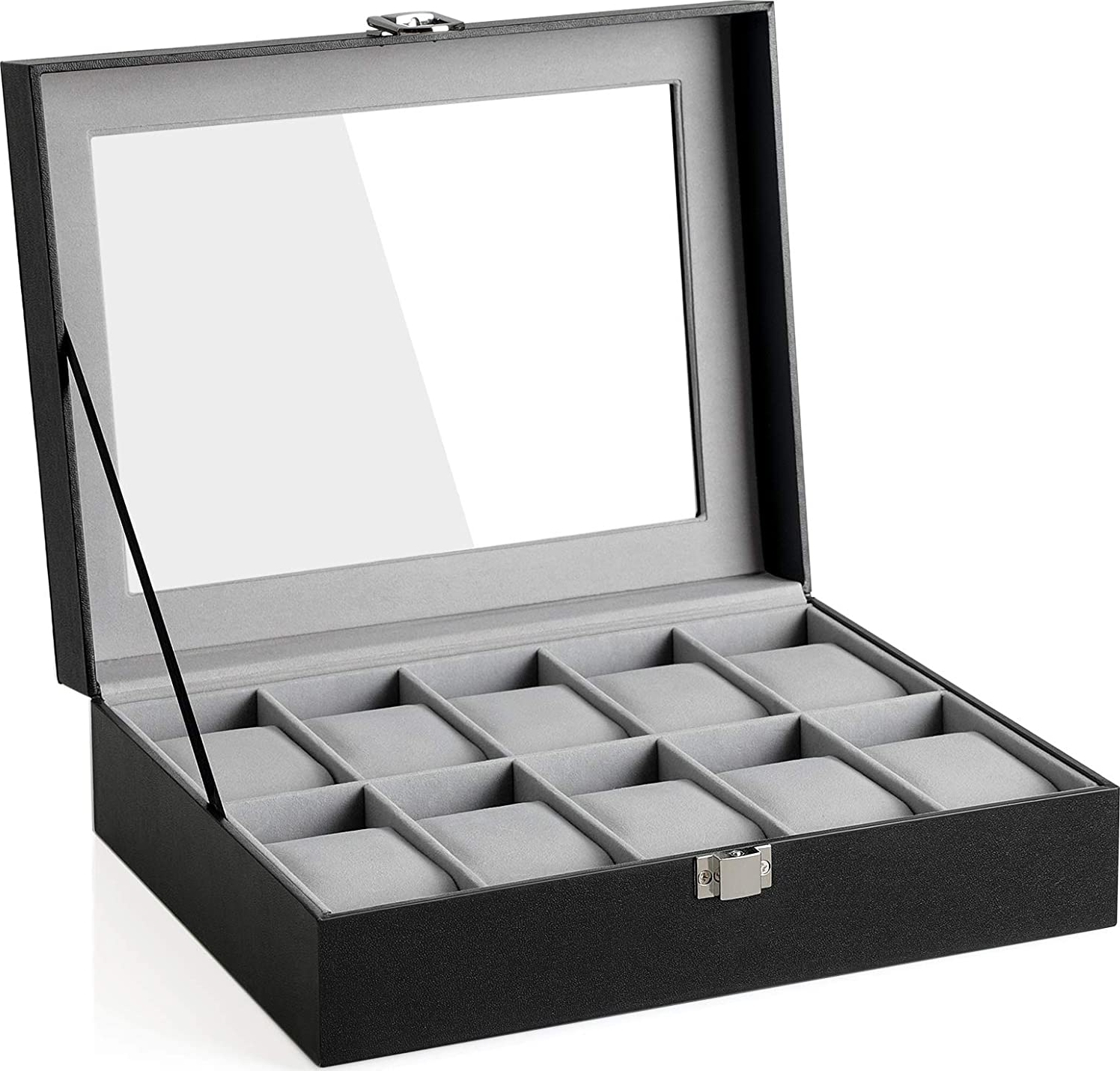 Watchbox Uhrenbox für 10 Uhren - Schwarz/Grau Watchbox Uhrenbox für 10 Uhren - Schwarz/Grau