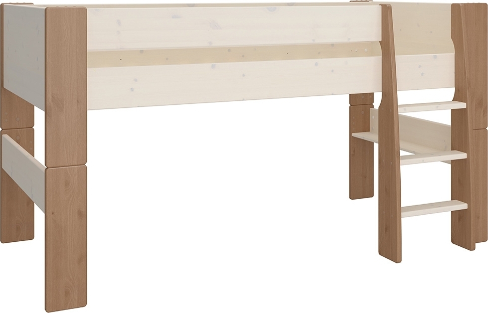 Für Kinder-Hochbett 90 x 200 cm - Weiß/Grau/Braun Für Kinder-Hochbett 90 x 200 cm - Weiß/Grau/Braun