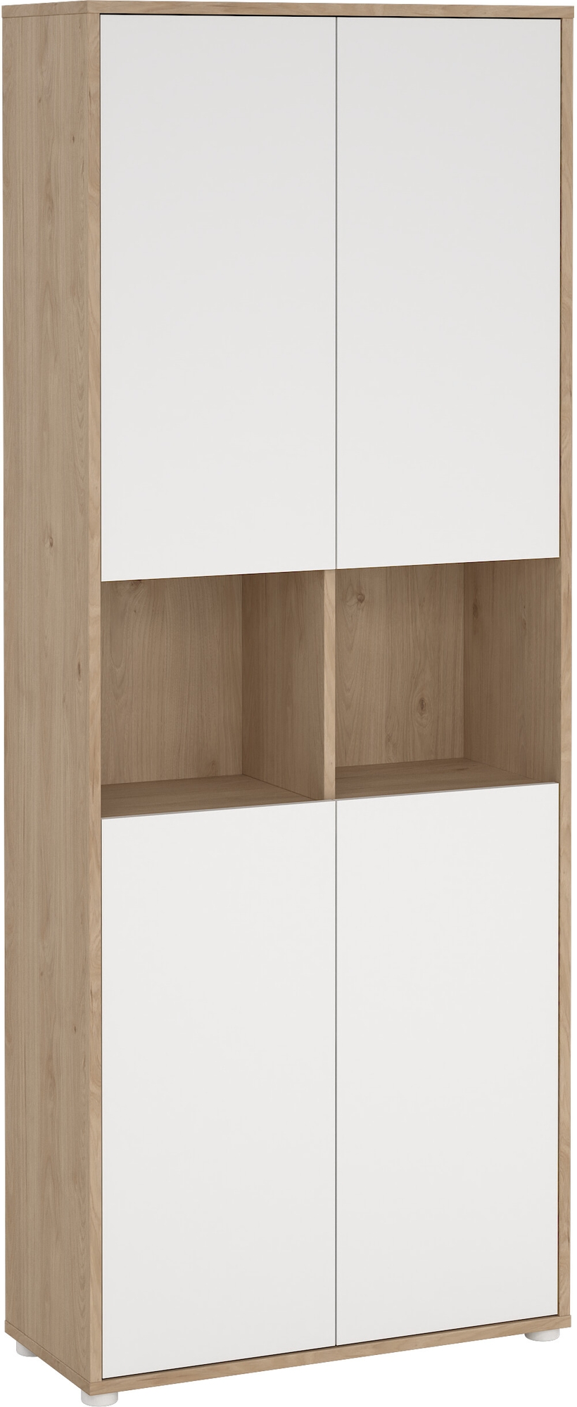 Sign hohes Bücherregal mit 4 Türen - Weiß/Hickory Sign hohes Bücherregal mit 4 Türen - Weiß/Hickory