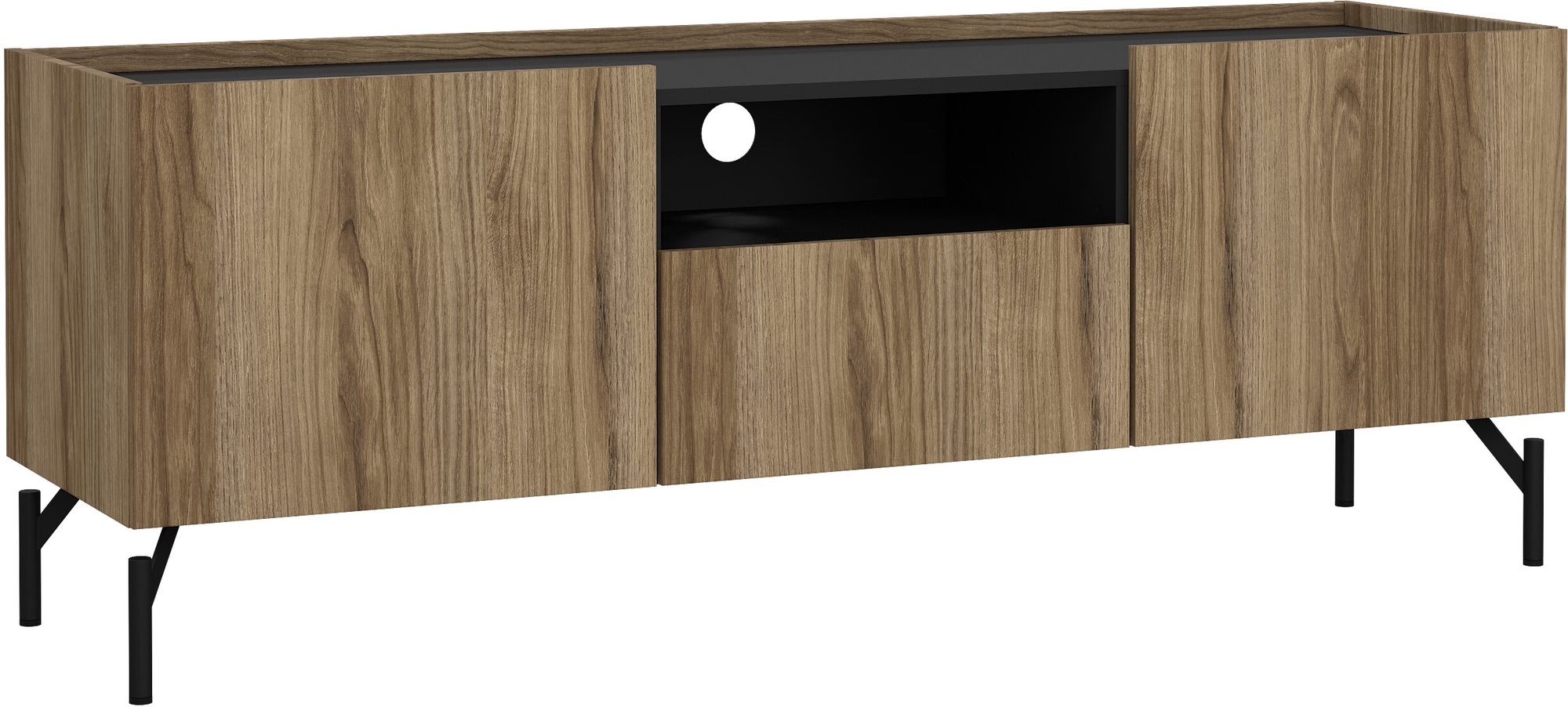 Bergen Medienbank - Eiche Catania/Mattschwarz Bergen Medienbank - Eiche Catania/Mattschwarz