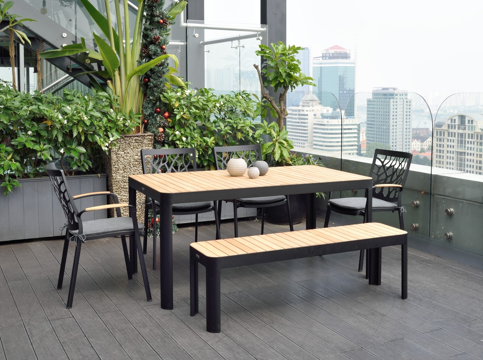 Portals Essgruppe 7 - Schwarz/Teak