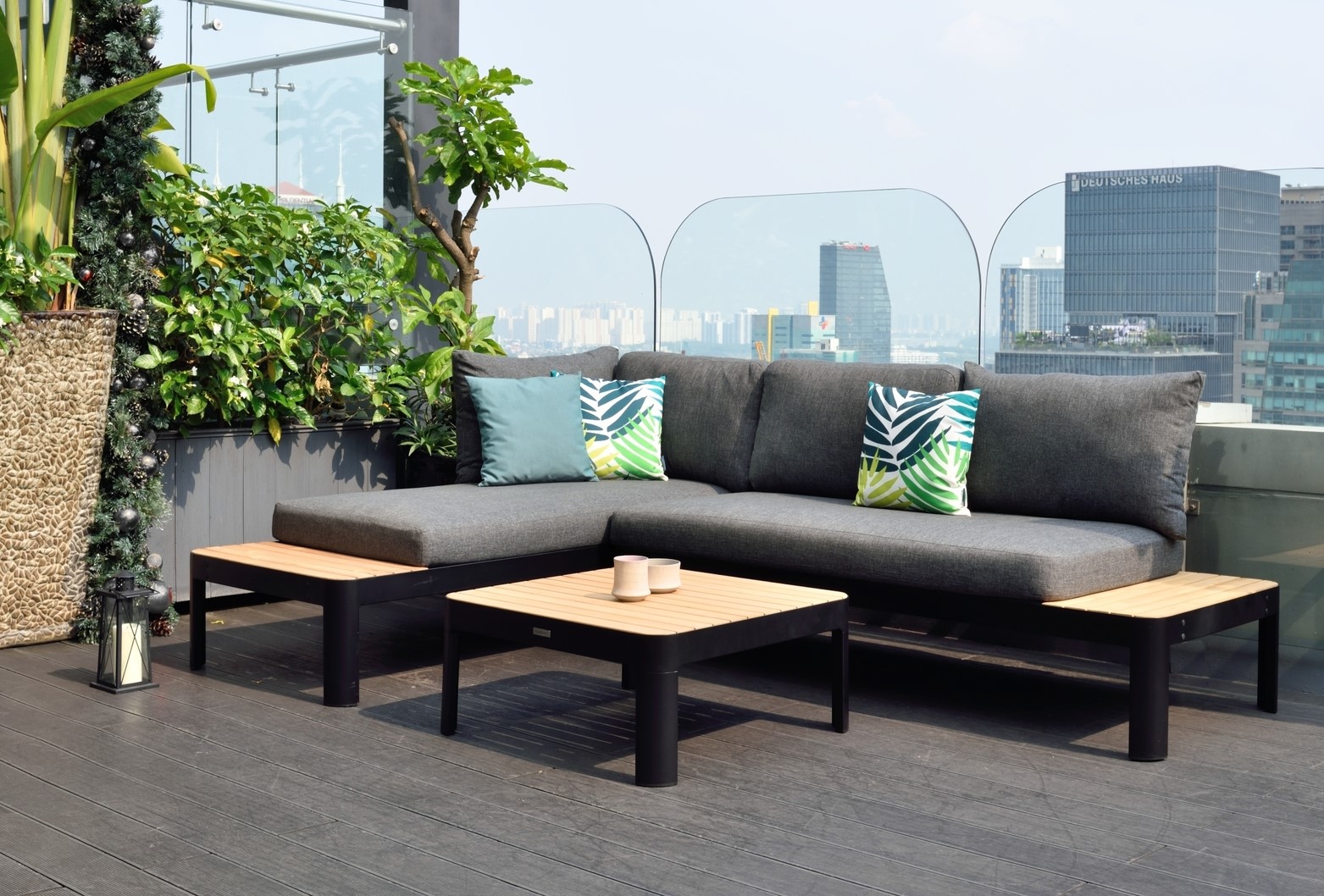 Portals Lounge Gruppe 1 - Schwarz/Teak