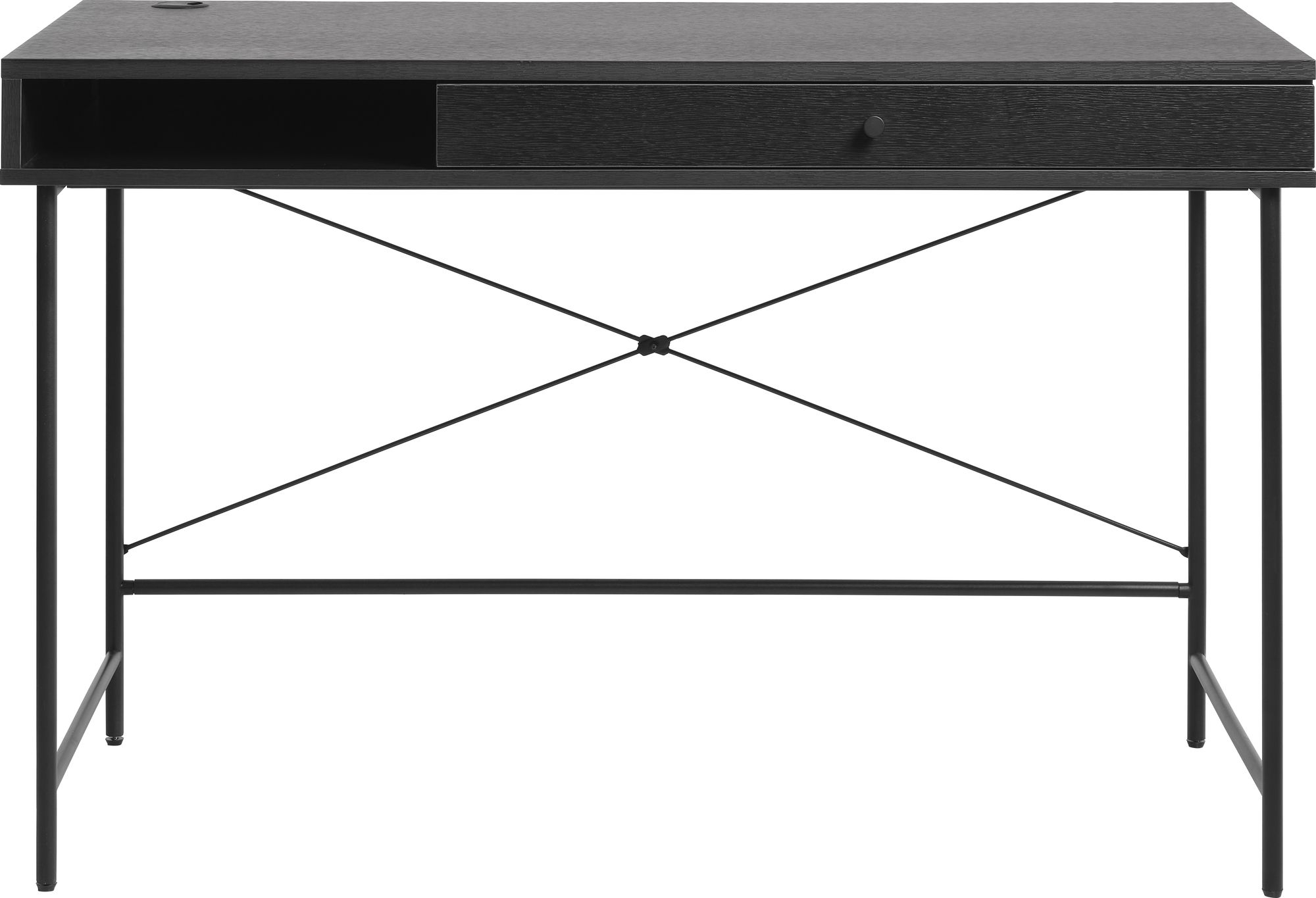 Menüschreibtisch aus schwarz gebeizter Esche mit Box Menüschreibtisch aus schwarz gebeizter Esche mit Box