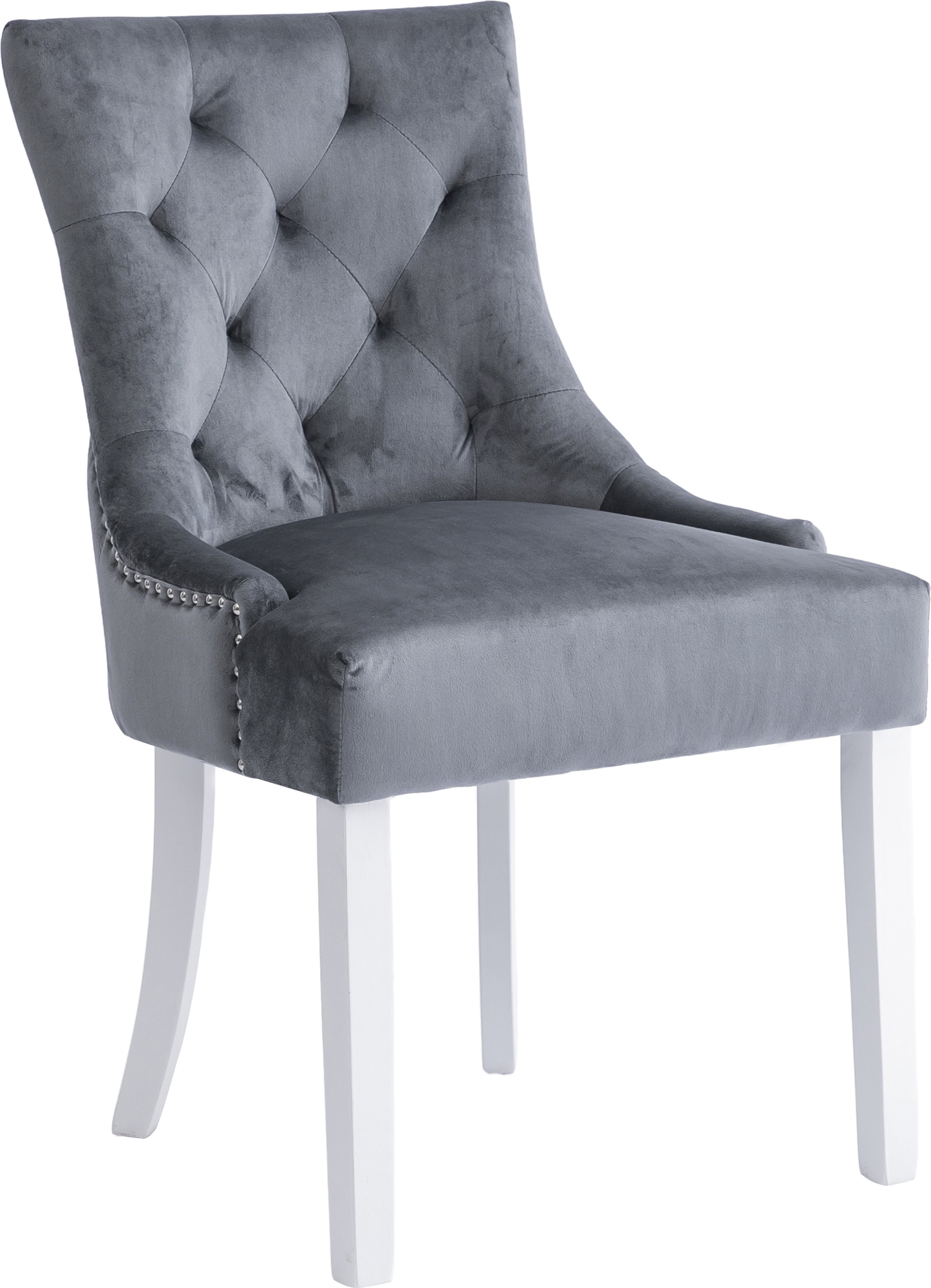 Tuva Stuhl Cleopatra (Handgriff an der R�ckenlehne) - grauer Samt | wei�e Beine